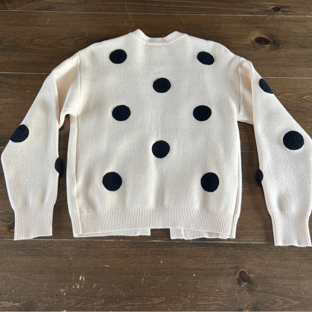 Le Lis Cream Cardigan with Black Polka Dots - Picture 5 of 5